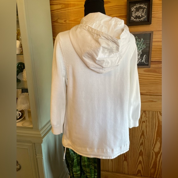 Lauren Ralph Lauren gently used three-quarter sleeve white sweater w hood - Picture 2 of 5